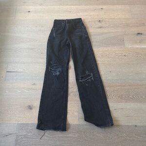 Zara high rise black ripped jeans  size 0